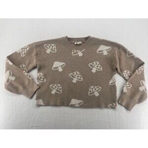 Hippie Rose Junior Size Small Tan Mushroom Cropped Sweater